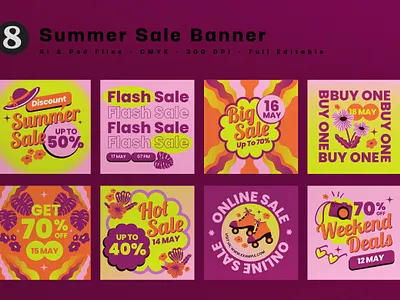Pink Psychedelic Summer Sale Banner pink psychedelic sale banner sales