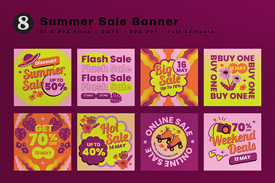Pink Psychedelic Summer Sale Banner pink psychedelic sale banner sales