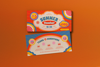 Orange Groovy Summer Sale Voucher groovy orange print template summer summer sale