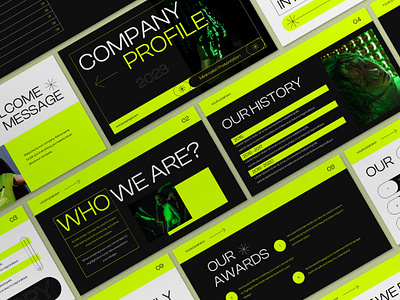 Neon Minimalist Company Profile Presentation business ppt business presentation company company ppt company profile company profile ppt coorporate deck marketing presentation minimalist neon