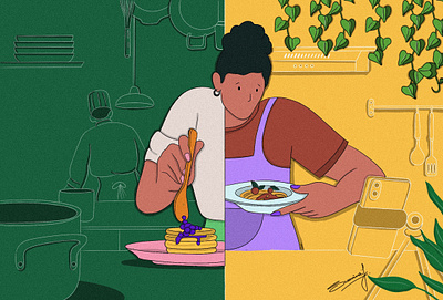 Business v/s personal brand - By Swarnima Jain chef cooking digital art digital illustration editorial editorial illustration illustration illustrator kitchen newsletter newsletter design procreate