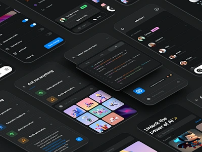 Brainwave – AI iOS UI Kit – Dark mode ai figma ui kit app apps clean dark mode dark theme dashboard figma figma resource figma ui kit illustration minimal mobile mobile ai ui kit mobile app mobile design ui ui design ux ux design