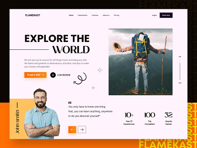 Travel Website Design | Landing Page UI awesome design design idea flamekast homepage idea inspiration landing page landingpage travel agency travel blog travel guide travel landing page travel web travel website travelling uiux web webdesign website