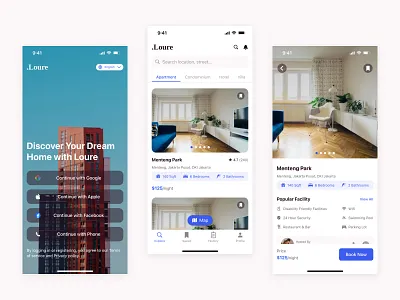 Loure - Real Estate App app clean clean ui design house minimalist mobile app mobile design mobile ui real estate rent ui ux
