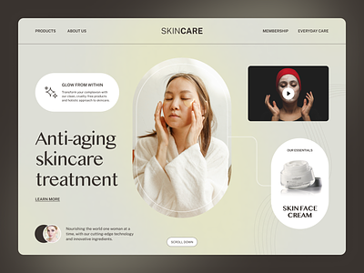 SKINCARE animation beauty cosmetology design dribbble figma flat frontend interface minimal skin skin care skin care website skin treatment startup typography ui ux web website