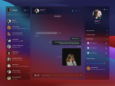 Glassmorphism Messenger design figma figmadesign glass glassmorphism minimal ui ux