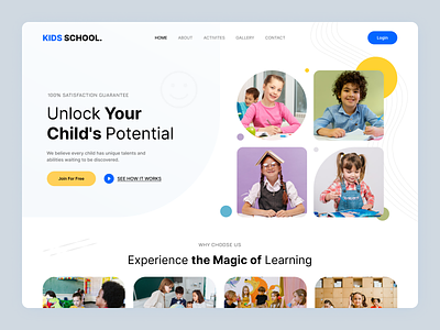 Kids School Website animation clean dribbble education figma flat hero interface kids learning minimal school students study typography ui ux web web design website