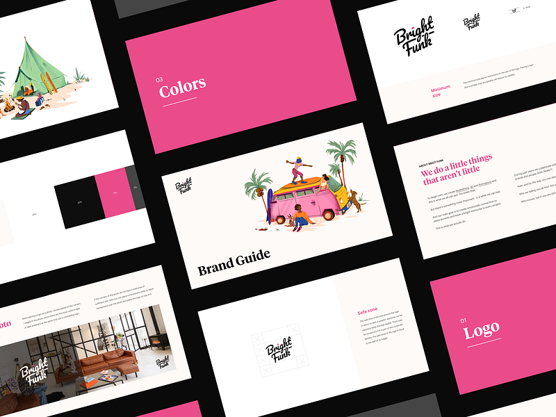 Bright Funk - Brand guidelines for the digital art agency b2b agency brand book brand guidlines brand identity branding branding design logo logo design visual identity
