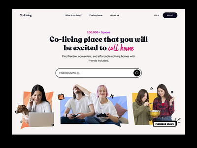 Coliving Landing Page Hero Banner 908 coliving anyplace cofynd cohabs coliving homes coliving spaces common housemates roommates roomrs settl shared apartments sharedeasy stanza living tribe ui urbanests ux web design zolo stays