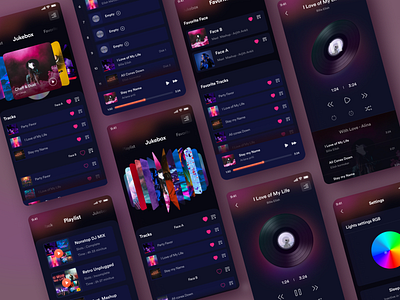 Jukebox Music Mobile App app design app ui application branding clean ui creative app design dark dark ui design dgpro digital mobile app mobile ui music music app ui ui designer ui inspiration uidesign ux design