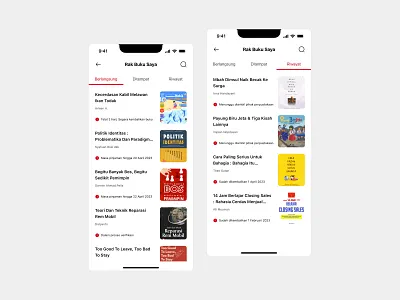 ePerpusda - Books Currently Read and Book History app app product book book novel online book read book store design e book e library library library online reading books ui ux