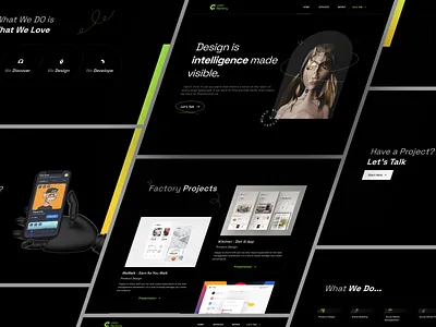 Coin Factory - Landing page black coin contact crypto dark design agency green landing page portoflio presentation services ui ui design ux