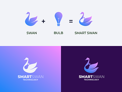 Swan and Bulb Logo Combination animal logo brand branding bulb bulb logo color design idea logo illustration logo prio hans smart smart logo swan swan logo typography ui ux vector