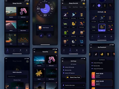 Deep Sleep Mobile App anxiety app design design dgpro digital focus full color hand icon irritation meditation mobile ui people relax sessions sleep statistics stress uidesign wake up