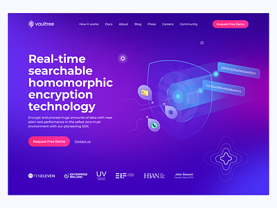 Vaultree - Product Website avast cybersecurity encryption illustration landing page norton privacy product page security shield ui website
