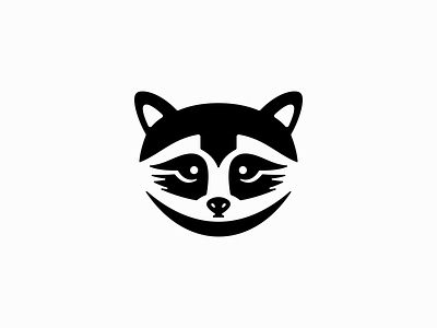 Raccoon Logo abstract animal black branding cute design emblem geometric icon illustration logo mark mascot modern nature negative space raccoon thief trash panda vector