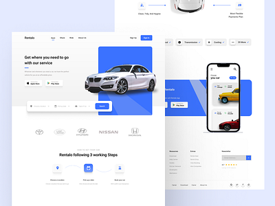 Online Car Rental Landing Page car landing page landingpage mobile rental ui ui design uiux ux web webpage website website design