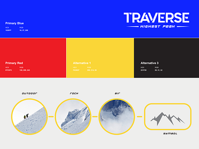 Traverse alpine branding design geometry illustration logo minimal mountain rock climbing shape sport typography vector