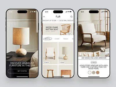 Furniture Mobile App card clean decoration ecommerce furniture furniture app furnitures homedecor interior interior design marketplace mobile mobile app mobile app design responsive shop sofa store ui ui design