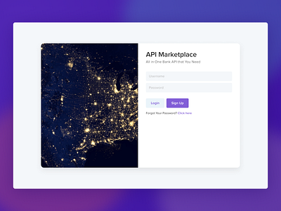 API Marketplace - Login Exploration card api marketplace credit api marketplace desktop digital banking api marketplace login ui ux