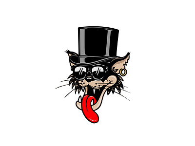 Cat in gentleman's hat cat cute cat gentleman graphic design hipster illustration logo procreate vector vintage