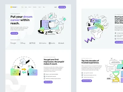Landing page for a startup 2d illustration cv homepage illustration illustrations interface interfaces landing landing page mobile version page platform resume site startup system ui ux web website