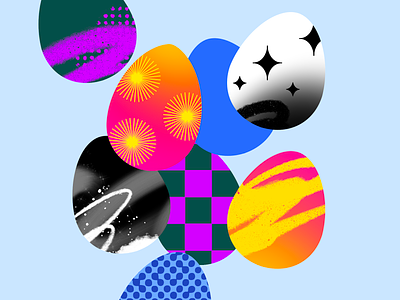 Happy Easter! 🐣 colors composition easter easter2023 easterbasket eastereggs egg eggs flat geometric illustration minimal palette pattern poster shapes spring sunday texture vector