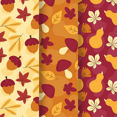 Flat autumn pattern collection 3d animation branding bundle new year digital design flat autumn pattern collection graphic design illustration logo motion graphics thanksgiving svg ui