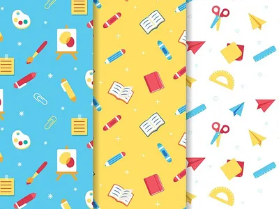 Flat back to school patterns collection 3d animation branding bundle new year digital design graphic design illustration logo motion graphics thanksgiving svg