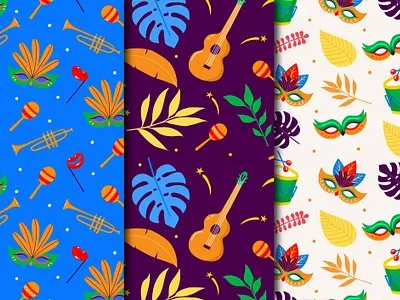 Flat brazilian carnival patterns collection 3d animation branding bundle new year digital design graphic design illustration logo motion graphics thanksgiving svg
