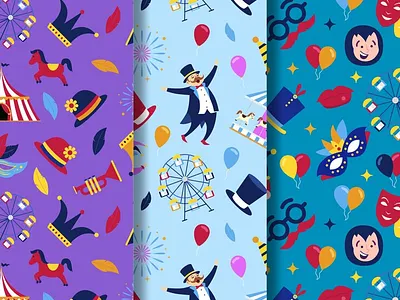 Flat carnival patterns collection animation branding bundle new year digital design graphic design illustration logo thanksgiving svg