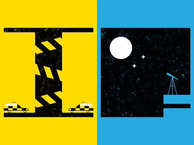 ‘If’ from 36 Days of Type 36 days of type bespoke blue cars chevrons contrast custom grain letterforms moon negative space night police stars telescope texture type typography yellow