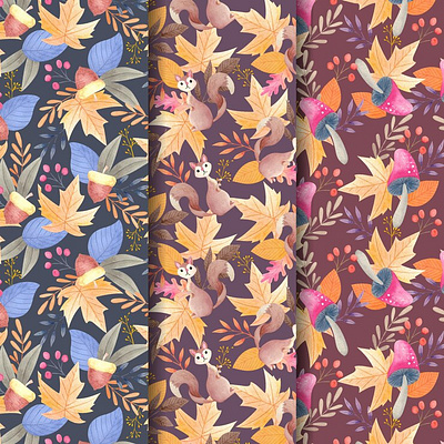 Watercolor autumn pattern collection animation branding bundle new year digital design graphic design illustration logo thanksgiving svg vector