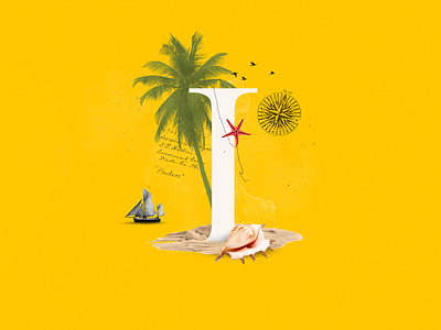 I - Island 36days 36daysoftype collage collage art collage digital collage maker collageart design graphic graphicdesign illustration island letter palm sail seashell tropical type typo vintage