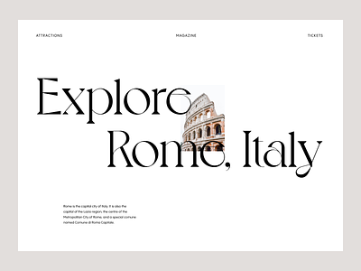 Tribute to Rome clean design figma hero landing page minimal ui