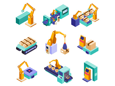 Robotic Industry Isometric Icons free download free icon free vector freebie icon set icons download illustration illustrator robotic icon robotic industry robotic vector vector vector design vector download vector icon