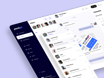 Poodge service dashboard b2b dashboard design flat home inbox layo message navigation saas service studio ui ux web website