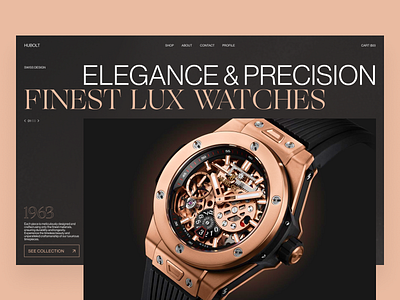 HUBOLT Watches - Hero branding design e commerce e commerce hero homepage landing page layout lux luxury new product swiss ui user experience user interface ux watch watches wireframe