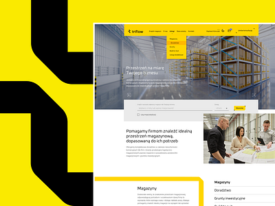 triflow branding design real estate t ui ux warehouse web website yellow