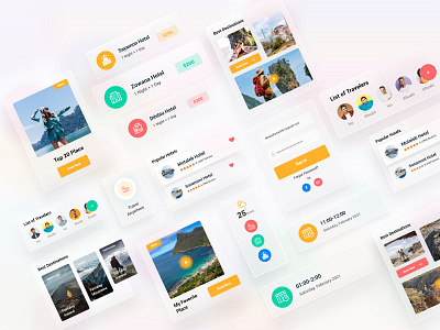 Travel UI Kit Exploration Concept agency booking web app ui kit branding car booking flight booking free ui resource hotel booking landing page resource styleguide travel travel agency travel insurance travel website ui resource web design ui web ui