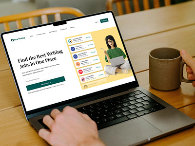 Best Writing — Quality writing jobs in one place figma job board landing page next.js react tailwindcss website writer writing jobs