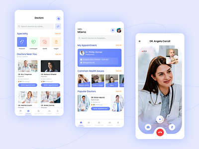 Doctor Appointment App UI app app design application appointment booking clean creative design doctor idea meeting mobile neet online screen simple tranding ui uiux video call