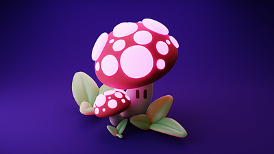 Super Mushrooms - Mario 3d beginner blend blender blender3d cute design graphic design illustration magic mushroom mario mushroom plant super mario bros. super mushroom