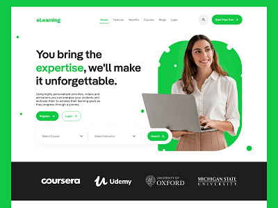 E-Learning Platform - Landing Page concet creativedumbs design e learning fashion landingpage learning platform online learning trendy ui uiux uiux design userexperience userinterface ux