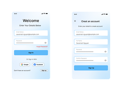 Day 1 - Sign up and Sign in ui ux
