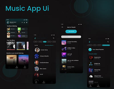 Music App application design graphic design landing page mobile app ui ux