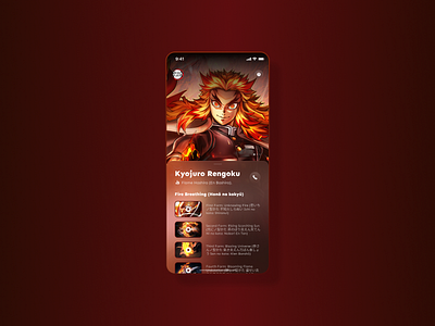 Tribute to Kyojuro Rengoku content designer dailyuiux design inspiration ui uiux ux