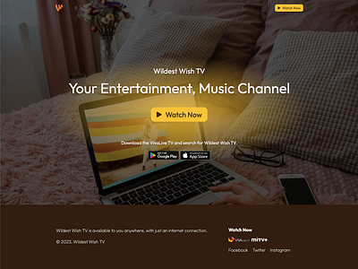 Wildest Wish TV design internet tv station landing page portfolio streaming landing page tv ui website