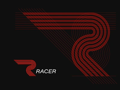 R monogram (Racer) branding concept creative design fast formula1 illustration lines logo racer racing simple