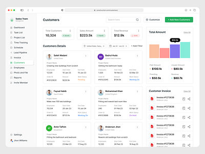 Customers - Construction and Project Management System clean construction construction service document crm customer customer information dashboard dashboard ui document list employee management management system minimal ui project project management saas saas web app design service web ux redesign web webapp